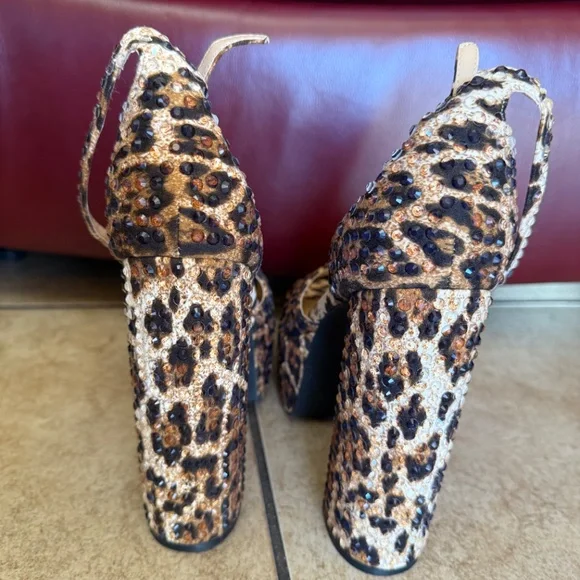 JUST ARRIVED; Azalea Wang Wilmore Leopard Rhinestone Platform SZ 10 Orig $190 - Picture 9 of 15